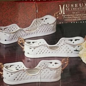 Set of 3 Porcelain flatware caddies